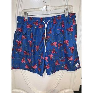 Vintage Uzzi Swim Trunk Mens‎ XXL Blue Flamingo Board Shorts Surf Beach